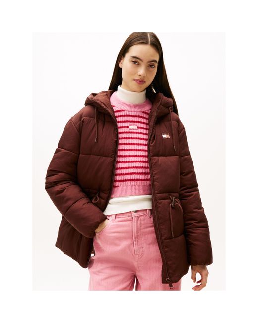 Tommy Hilfiger Purple Short Padded Puffer Jacket