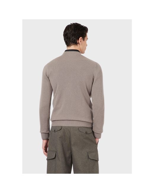 Emporio Armani Gray Emporio Armani Crew Neck Regular Fit Sweater for men