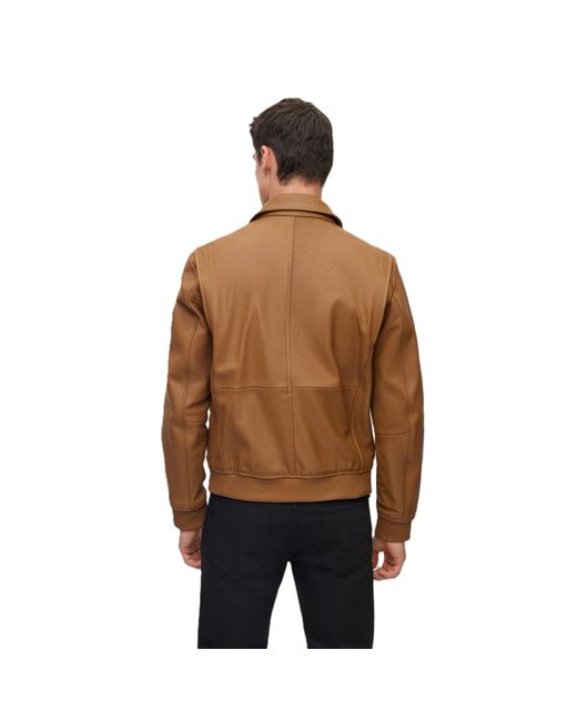 Boss Brown Mylen Ps Leather Jacket for men