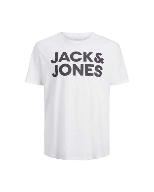 Jack & Jones White Short Sleeve Logo T-Shirt Plus Size for men