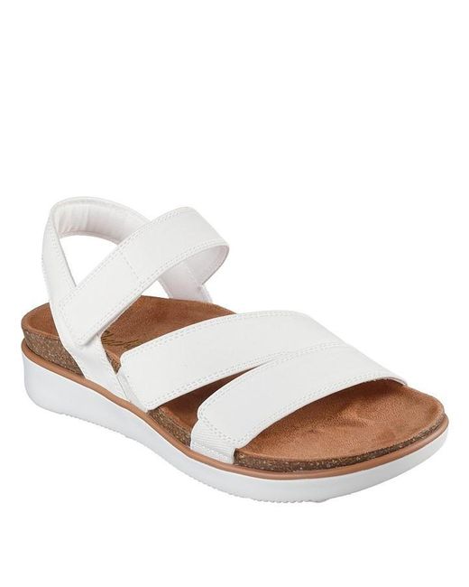 Skechers White Adjustable Open Toe Sandal W Memory Flat Sandals