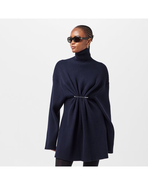 Balenciaga Blue Bal Pinch Mini Knitted Jumper Dress
