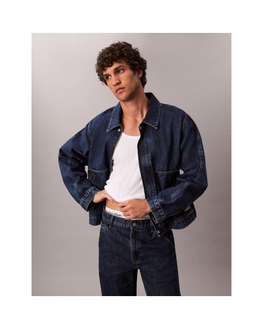 Calvin Klein Blue Button Front Tailored Fit Denim Jacket for men