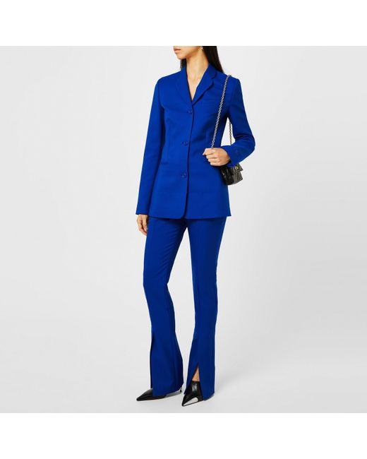Off-White c/o Virgil Abloh Blue Darted Twill Long Sleeve Tailored Fit Blazer