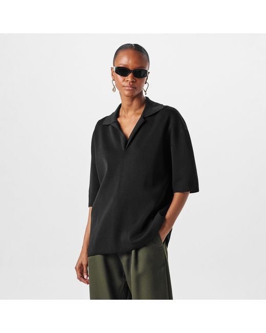 AMI Black Short Sleeve Polo Shirt