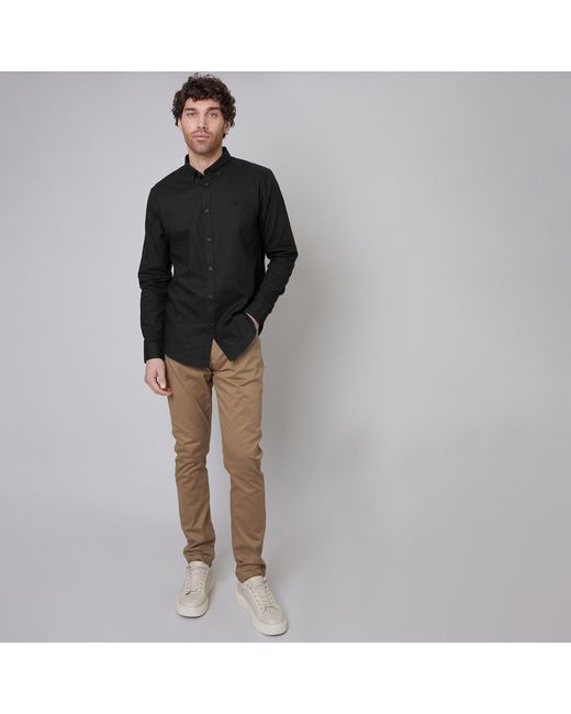 Threadbare Black Linen Blend Long Sleeve Shirt for men