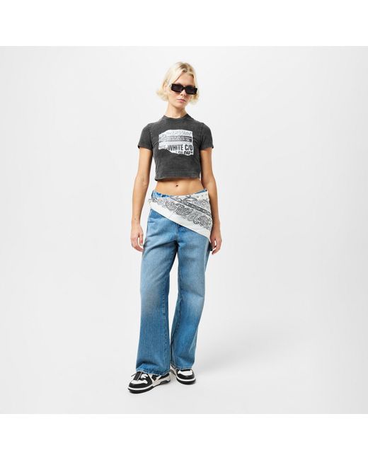 Off-White c/o Virgil Abloh Gray Marble Cropped Fitted Baby Tee