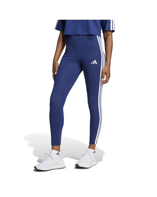 Adidas Blue Essentials 3 Stripe Leggings