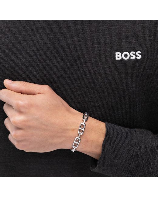 Boss Metallic Gents Kode Chain Stainless Steel Bracelet for men