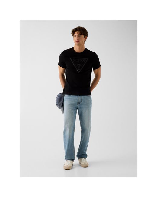 Guess Black Triangular Slim Fit T-Shirt for men