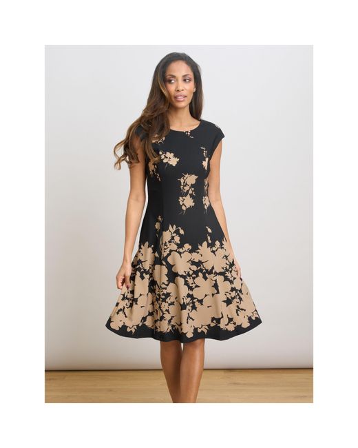 Gina Bacconi Black Holli Floral Fit & Flare Dress
