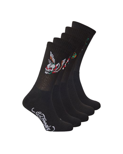 Ed Hardy Black 5 Pack Crew Socks for men