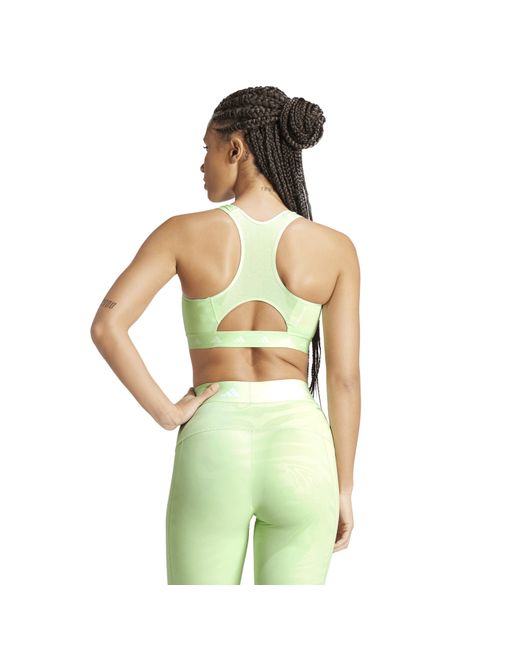Adidas Green Non Wired All Over Print High Impact Sports Bra