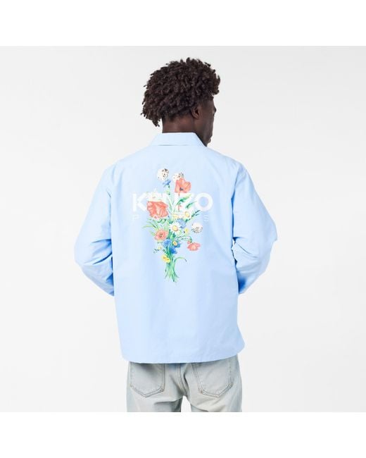 KENZO Blue Archive Flower Long Sleeve Coach Jacket for men