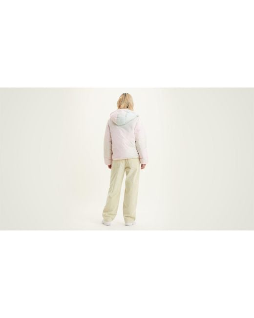 Levi's White Levi's Cropped Hooded Long Sleeve Down Short Puffer Jacket