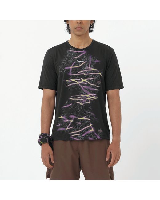 Salomon Black Shakeout Core Ss Running Tee for men
