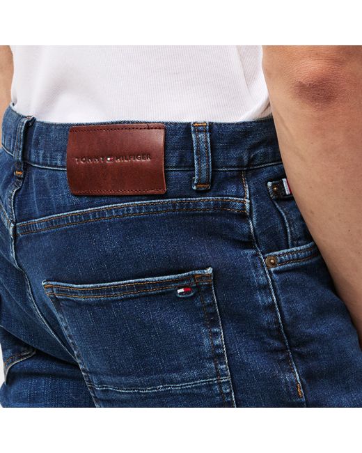 Tommy Hilfiger Blue Denton Whiskered Straight Leg Jeans for men