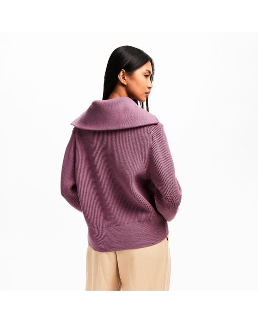 Varley Purple Maura Knitted Crew Neck Jumper