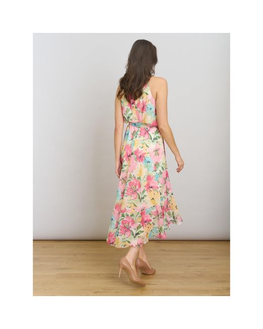 Gina Bacconi Pink Beatrice Lurex Chiffon Dress