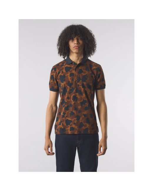 Pretty Green Brown Brindle Short-Sleeve Polo Shirt for men