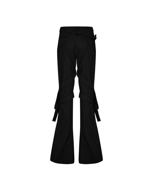Ambush Black Strap-detail Flared Trousers