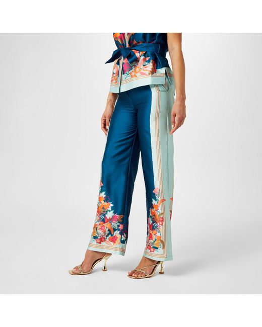 Biba Blue Border Print Trouser