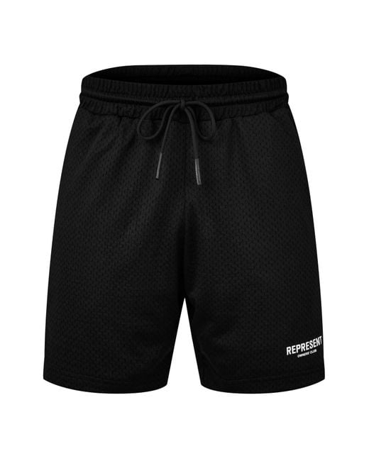 Represent Black Owners Club Mesh Breathable Woven Tracksuit Shorts for men
