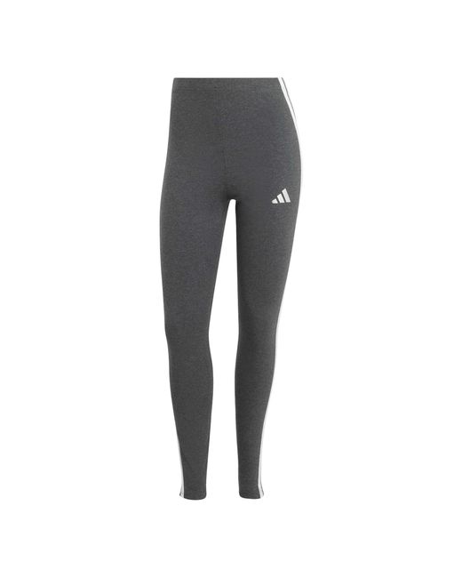 Adidas Gray Essentials 3 Stripe Leggings