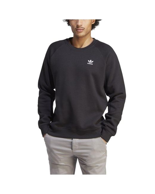 Adidas Originals Black Trefoil Essentials Crewneck Sweatshirt for men