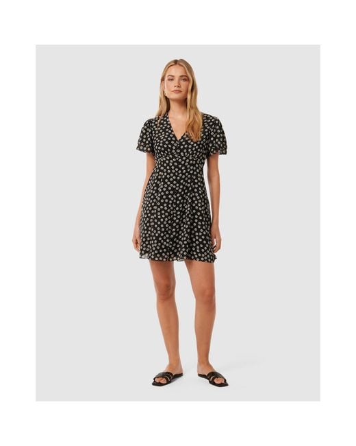 Forever New Black Pria Button Through Mini Dress