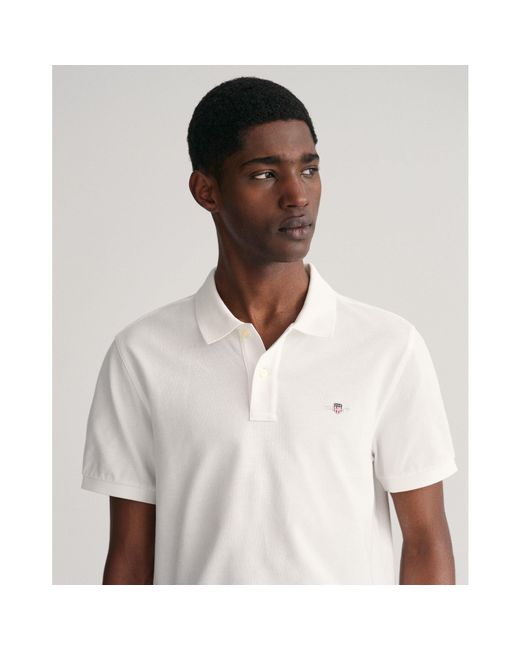 Gant White Shield Pique Polo Shirt for men