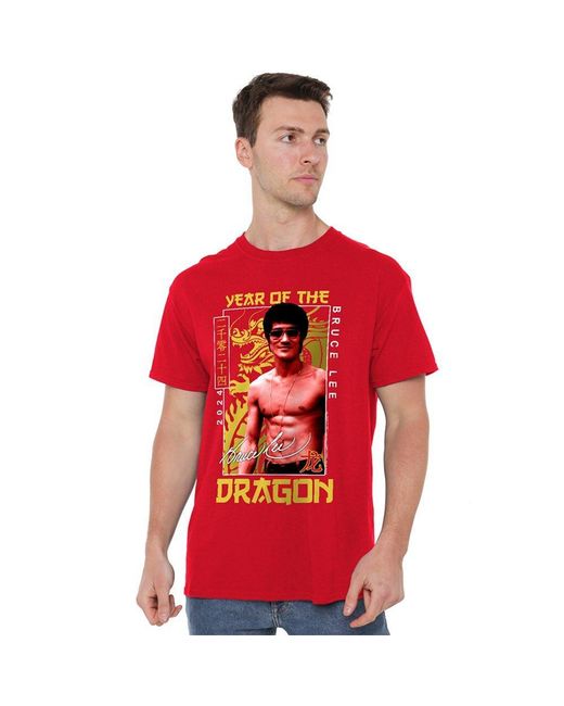 Other Red Bruce Lee Framed Year Of The Dragon T Shirt for men