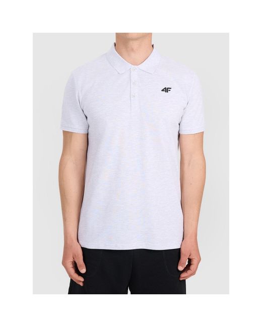 4F White Cotton Short Sleeve Polo Shirt for men