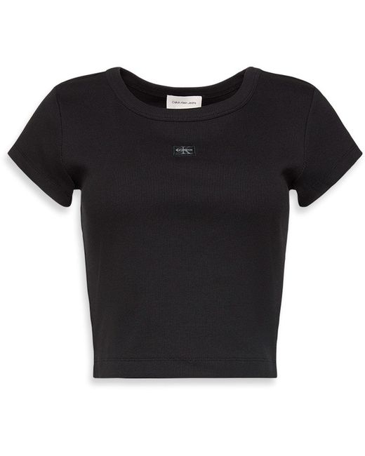Calvin Klein Black Woven Ribbed Baby Tee