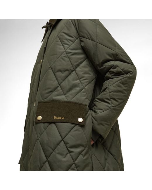 Barbour Green Meredith Hooded Long Sleeve Quilted Jacket