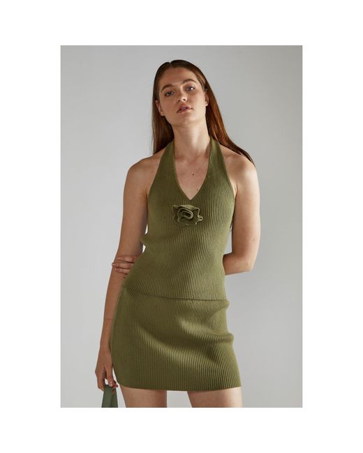 NARRATED Green Halter-Neck Sleeveless-Top