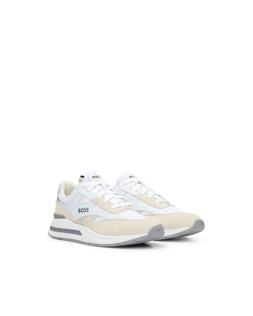 Boss White Kurt Running Trainers for men