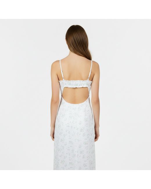 Jack Wills White Jw Ruched Midi Slit Tea Dress