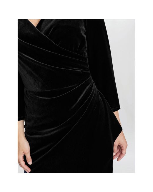 Gina Bacconi Black Zoe Velvet Wrap Dress