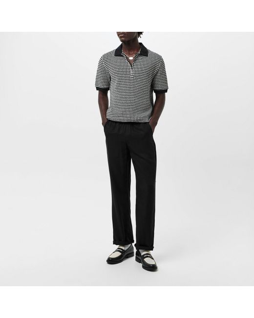 Albam Black Herringbone Drawstring Trousers for men