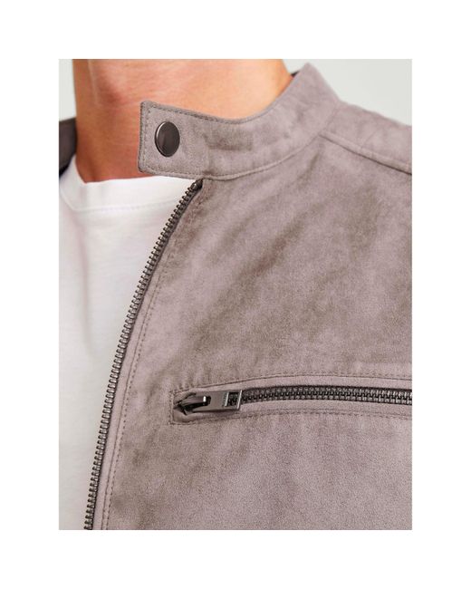 Jack & Jones Gray Dylan Biker Jacket for men