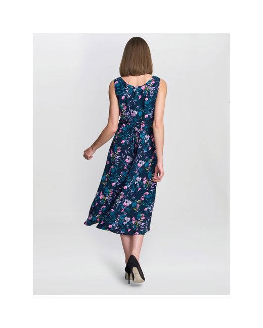 Gina Bacconi Blue Flo Floral Jersey Fit And Flare Dress