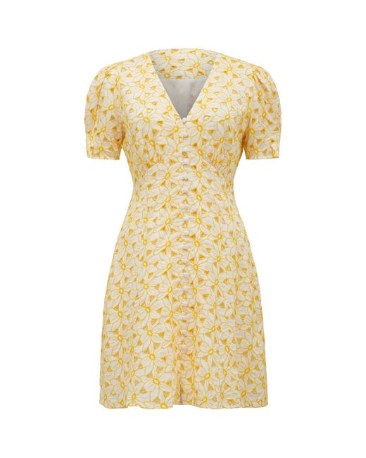 Forever New Yellow Saffron Broderie Mini Sun Dress