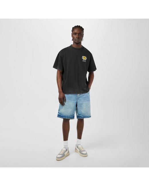 Represent Black Crest Cotton Graphic Short Sleeve Oversized T-Shirts for men