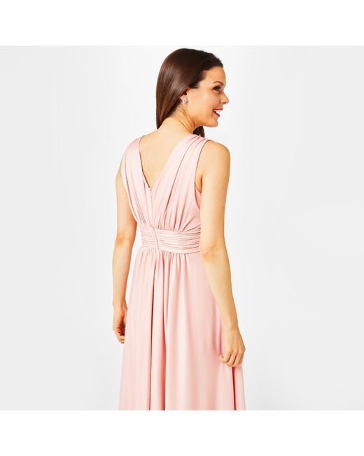 Biba Pink Bridesmaid Dip Hem Maxi Dress