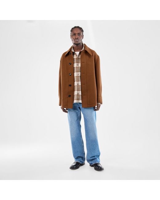 AMI Brown Wool Structured Overshirt for men