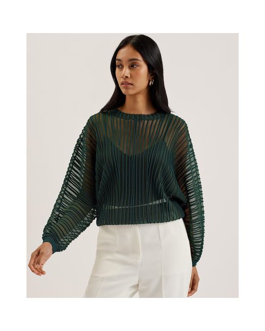Ted Baker Green Striped Knitted Top