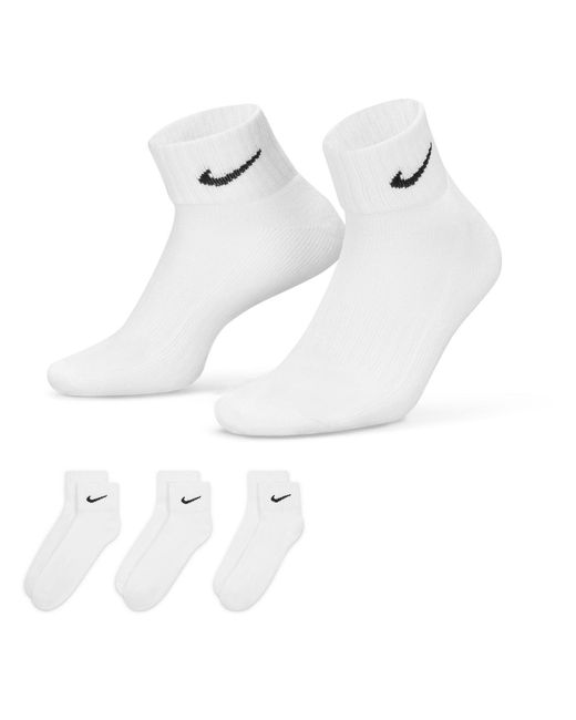 Nike White Three Pack Quarter Socks for men