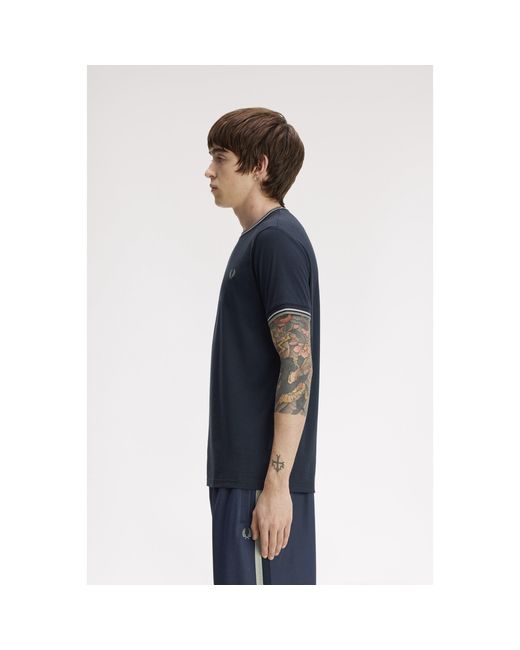 Fred Perry Blue Twin Tipped T-Shirt for men