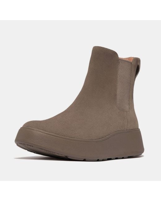 Fitflop Brown F-Mode Suede Flatform Chelsea Boots